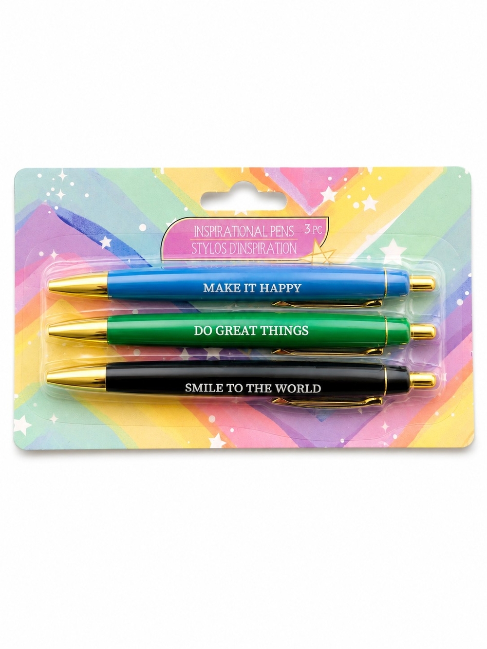 Inspirational Ballpoint Pen Set - Blue, Green, Black - Make It Happy by